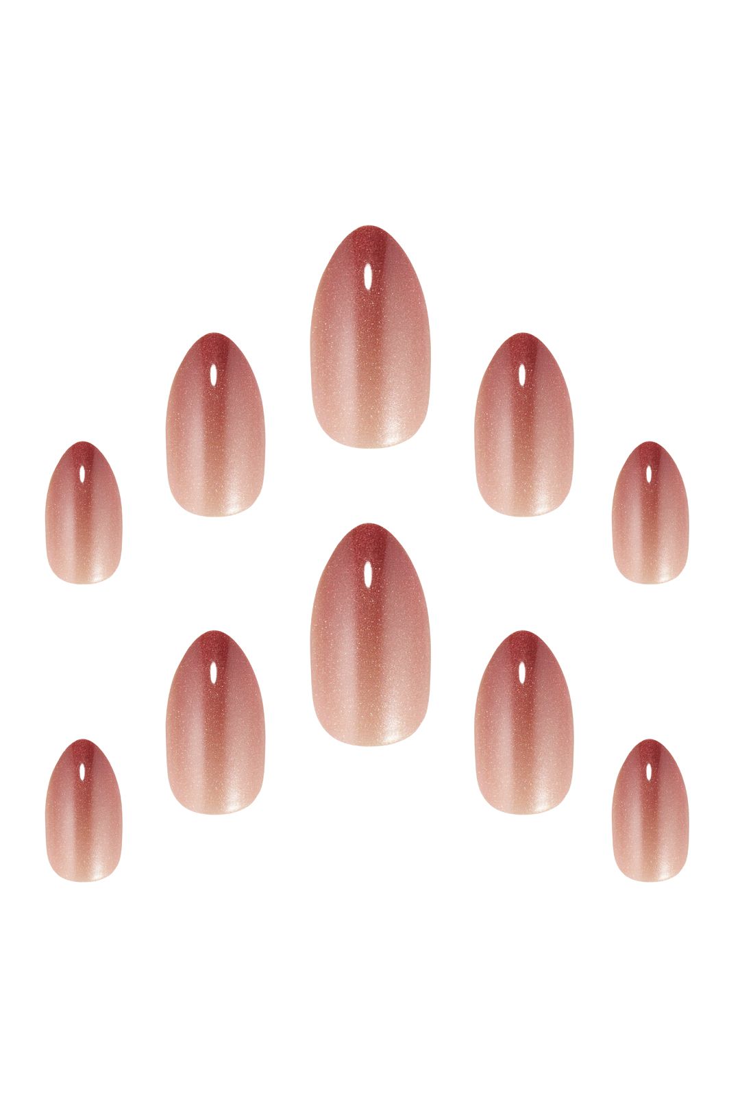 Elegant Touch Gel Finish False Nails - Cat Eye Glittering Chestnut