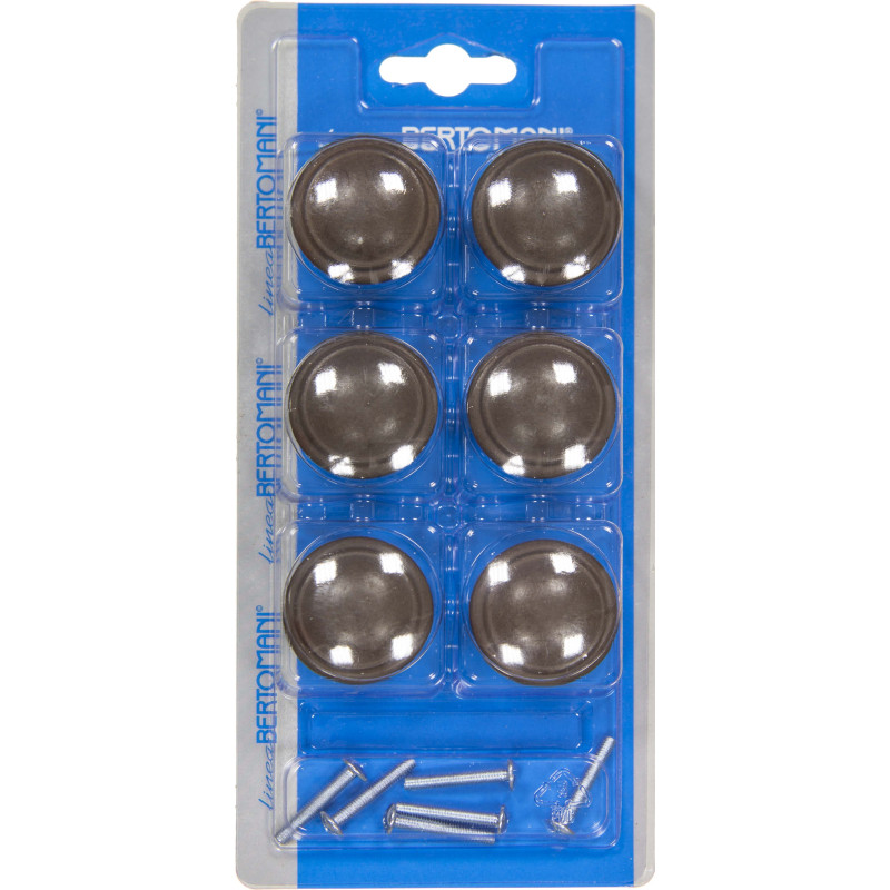 Bouton en zamac brun Ø 35 mm 6 pièces LINEA BERTOMANI