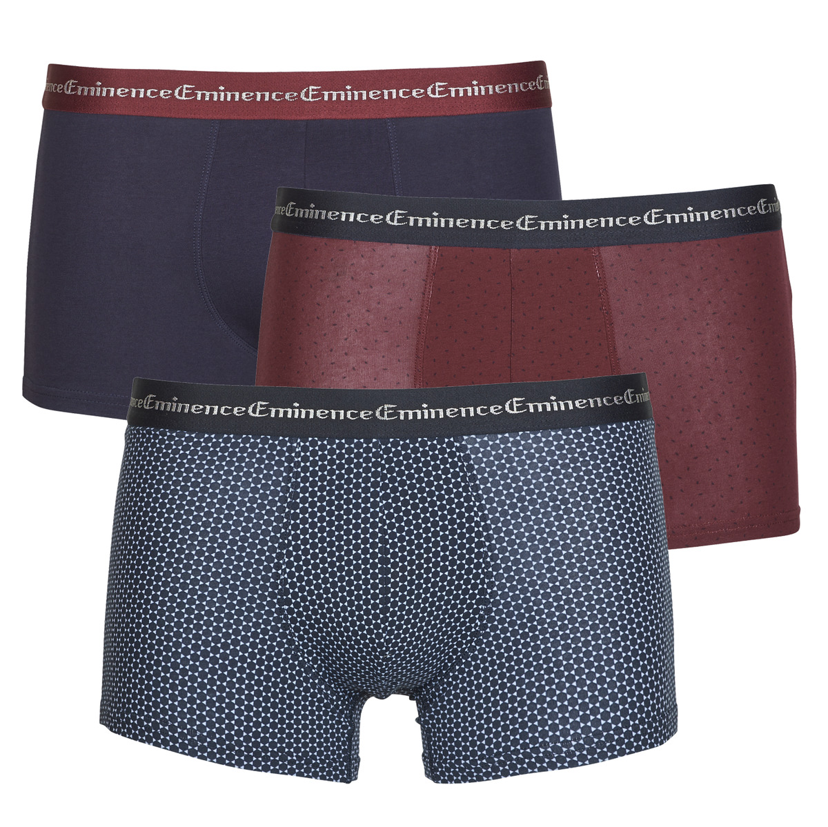 Eminence - BUSINESS BOXER Pack de 3 - Marine / Bordeaux