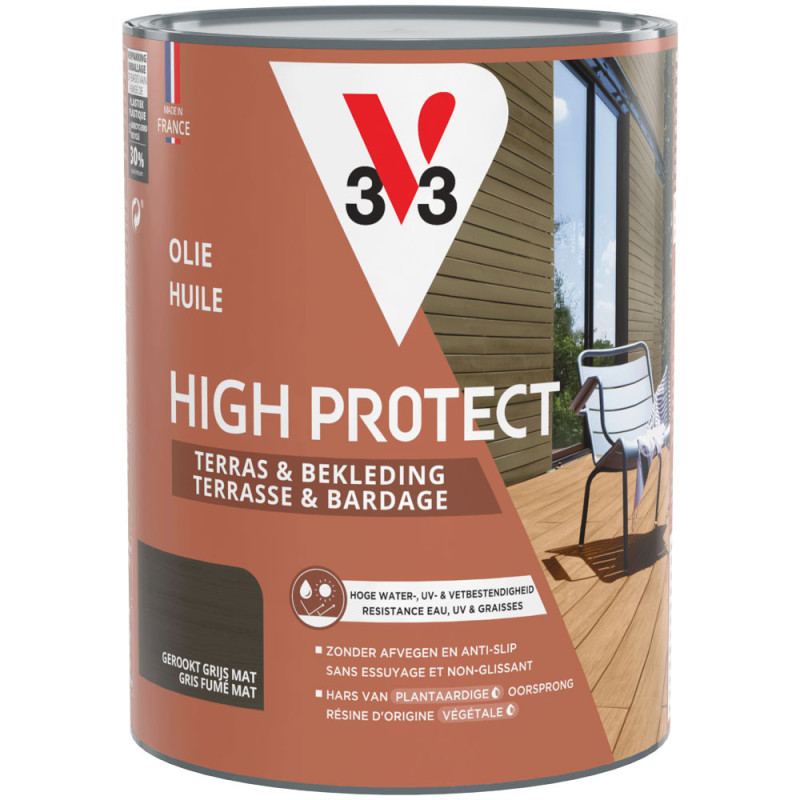 Huile pour bois de terrasse High Protect gris fumé 0,75 L V33
