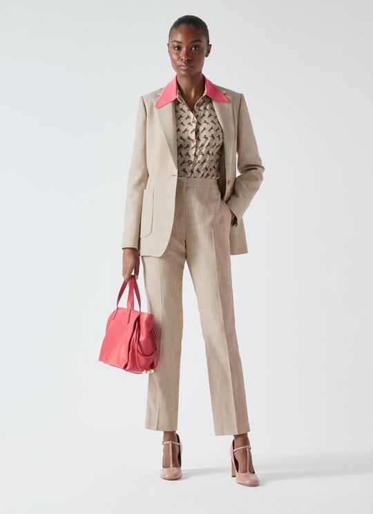 Amelia Beige Viscose Blend Slim Leg Trouser