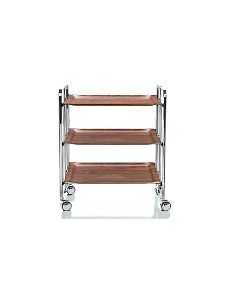 Desserte pliante BAUHAUS avec roulettes, Structure chromée, 3 niveaux, 3 positions