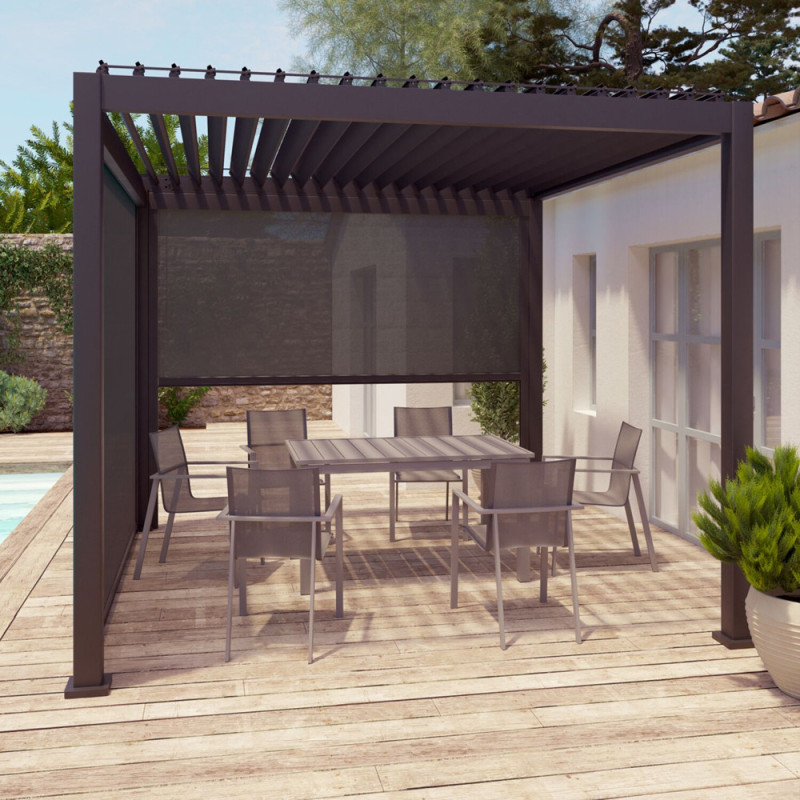 Store manuel pour pergola bioclimatique Caly gris 3,01 x 2,5 m