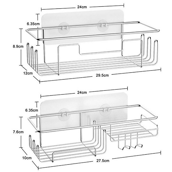 Lot de 2 Etagere Douche - Rangement Salle de Bain - sans Percage Accessoire,Argent