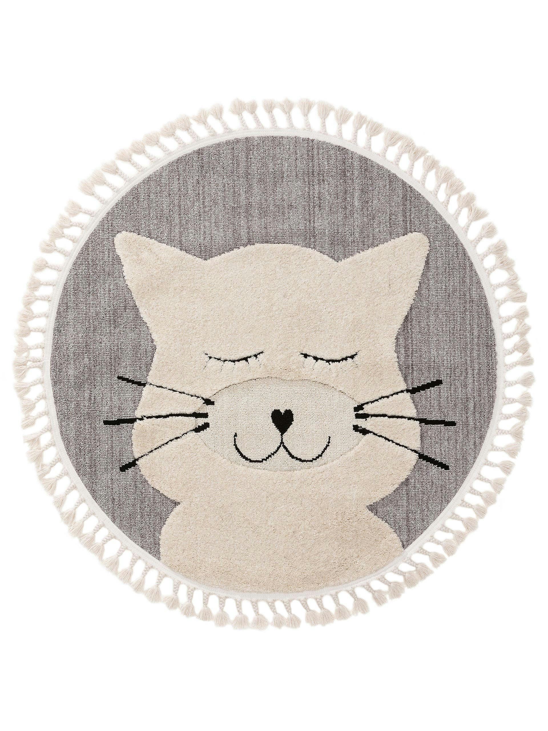 MOMO - Tapis enfant gris D 120 rond