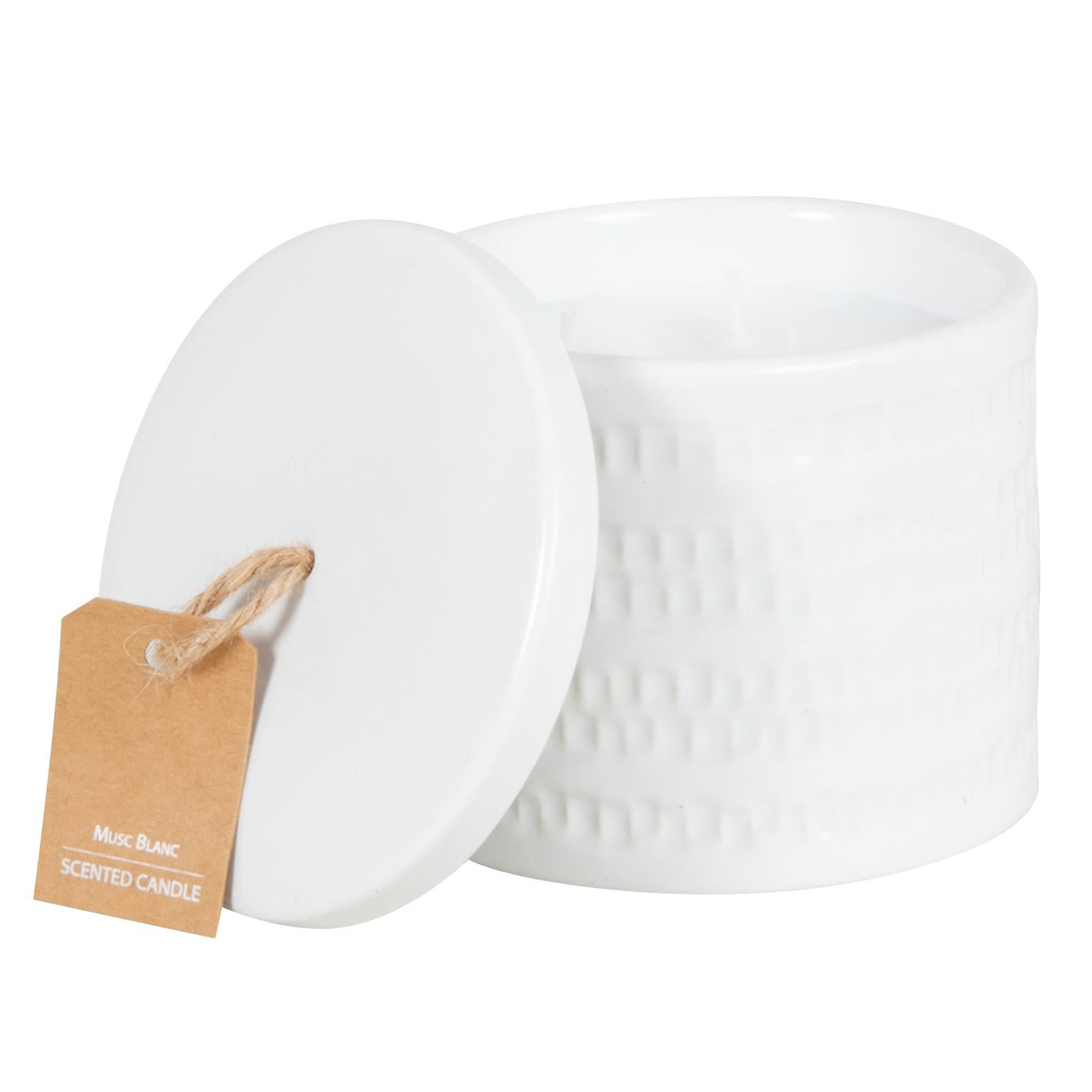 - Bougie parfumée en céramique grise avec couvercle 180g