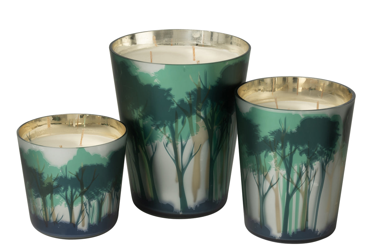 J-Line geurkaars Noa Bos - All of me - glas - groen/goud - large - 95U