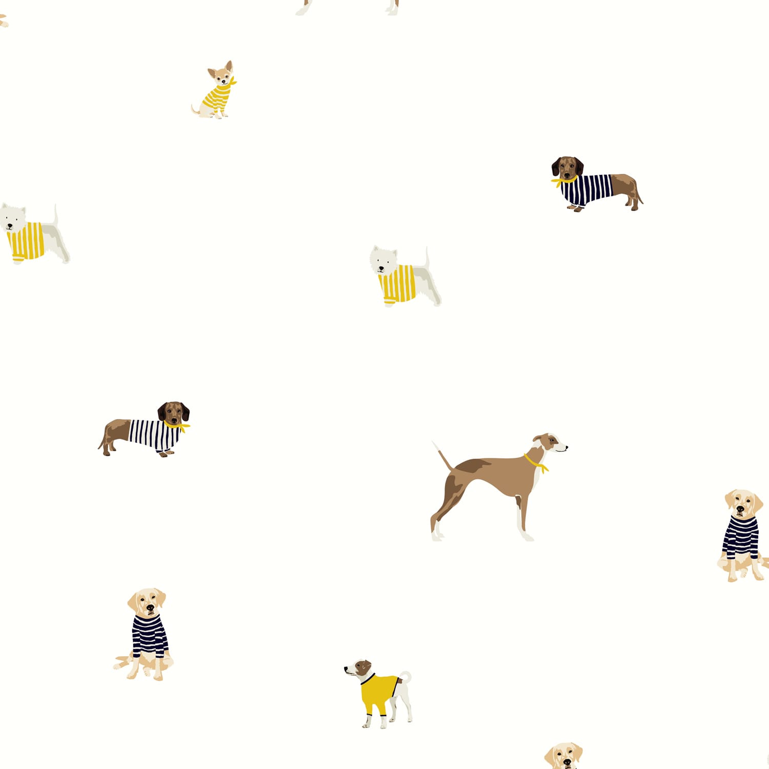 Joules Vliesbehang - Harbour Dogs - Wit - 10mx52cm