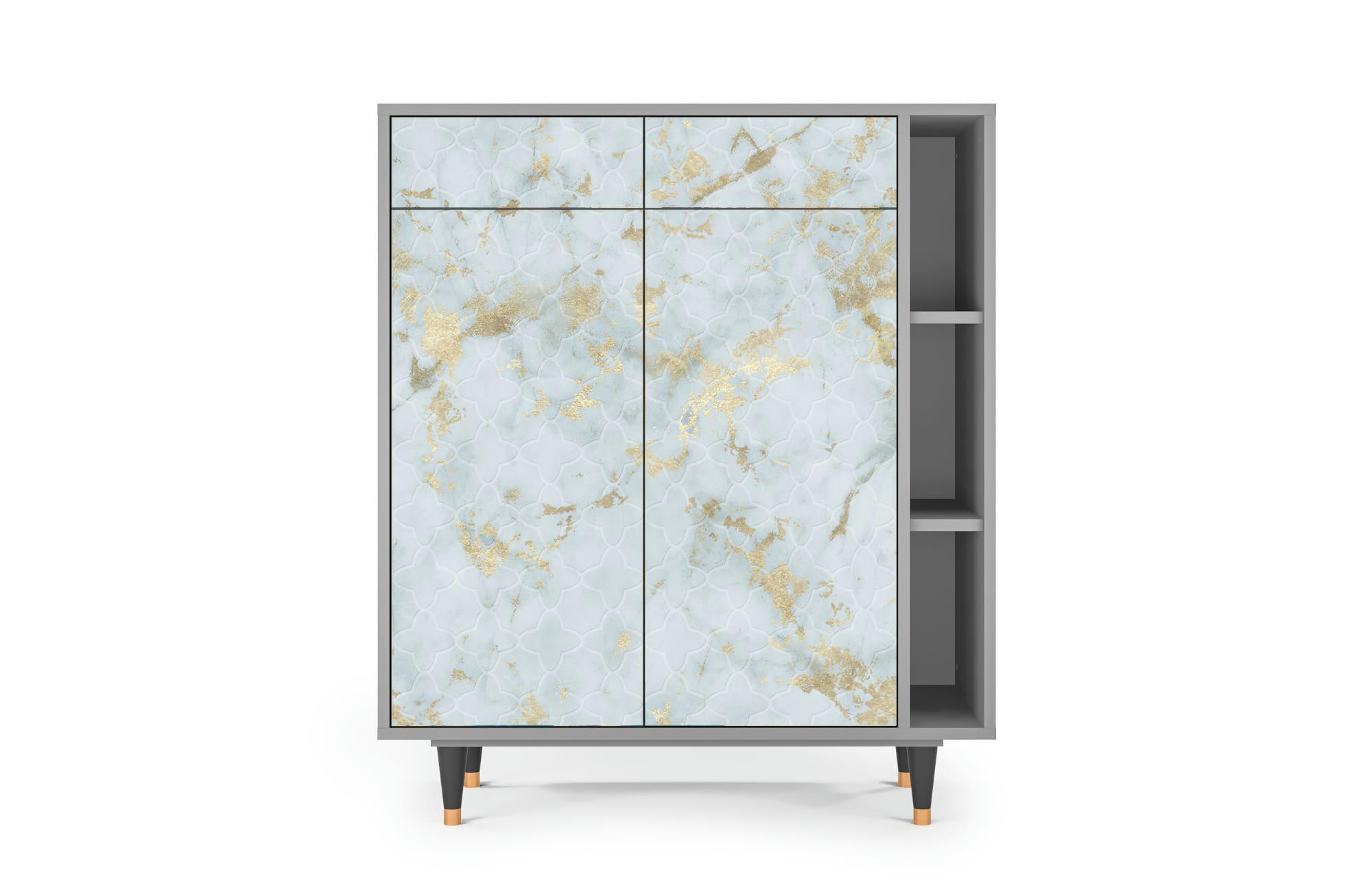 GOLDEN WAVES - Buffet  blanc clair 2 tiroirs et 2 portes L 94 cm