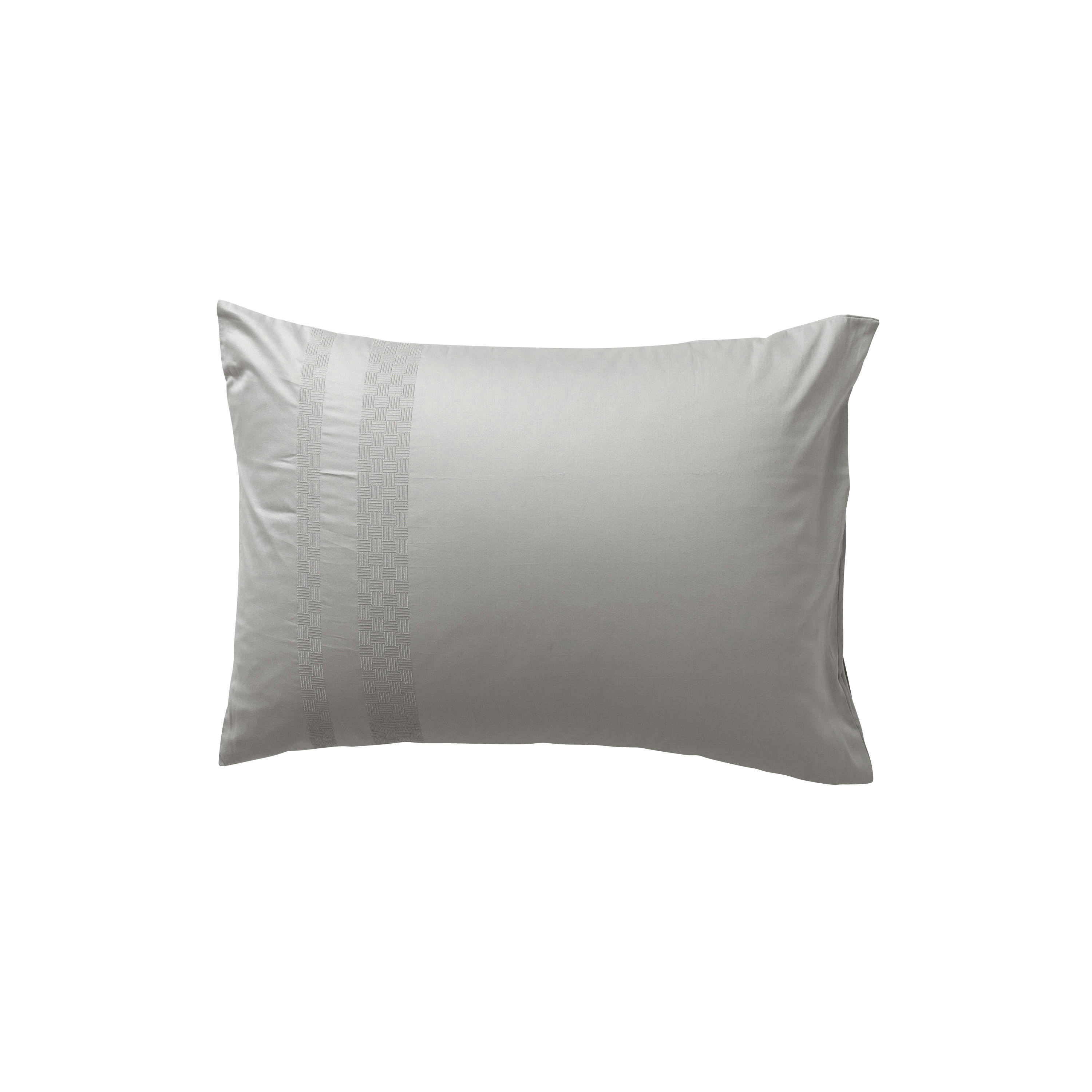 TITANE - Taie d'oreiller rectangulaire Imprimé brodé gris 50 x 70 cm