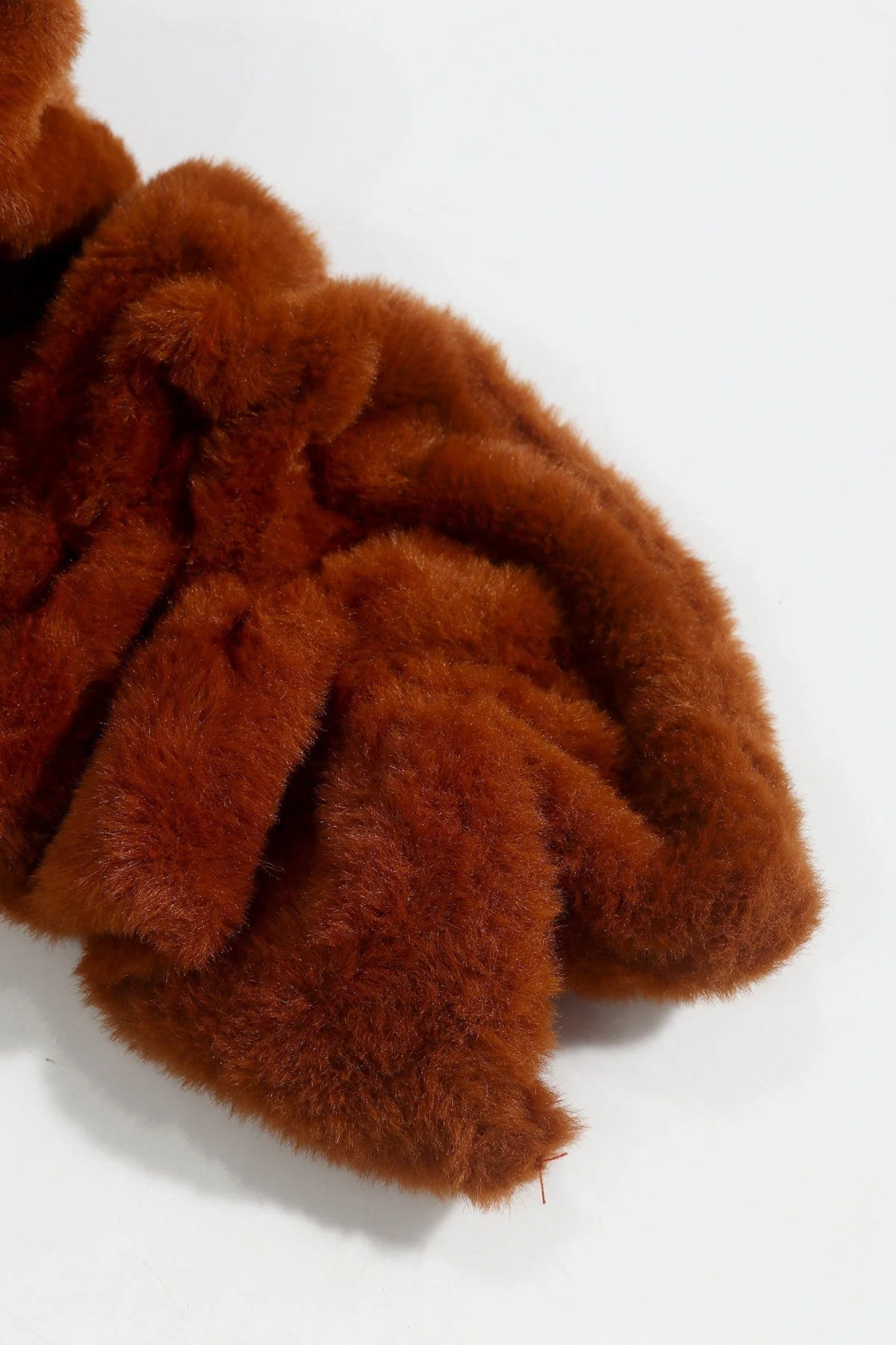 Ruched Faux Fur Scarf in Rust Brown