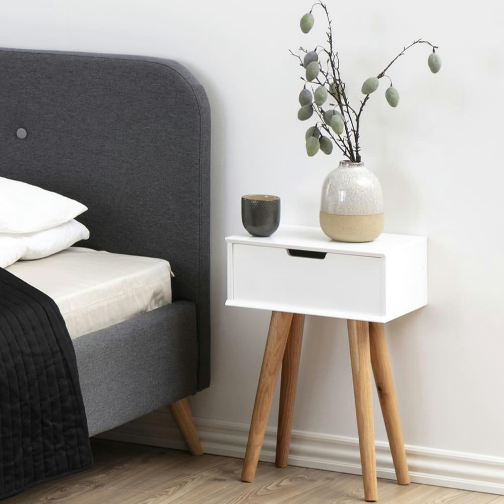 LOKKA - Table de chevet scandinave blanc