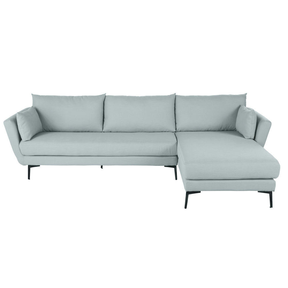 Prague - Canapé d'angle droit 4/5 places bleu glacier