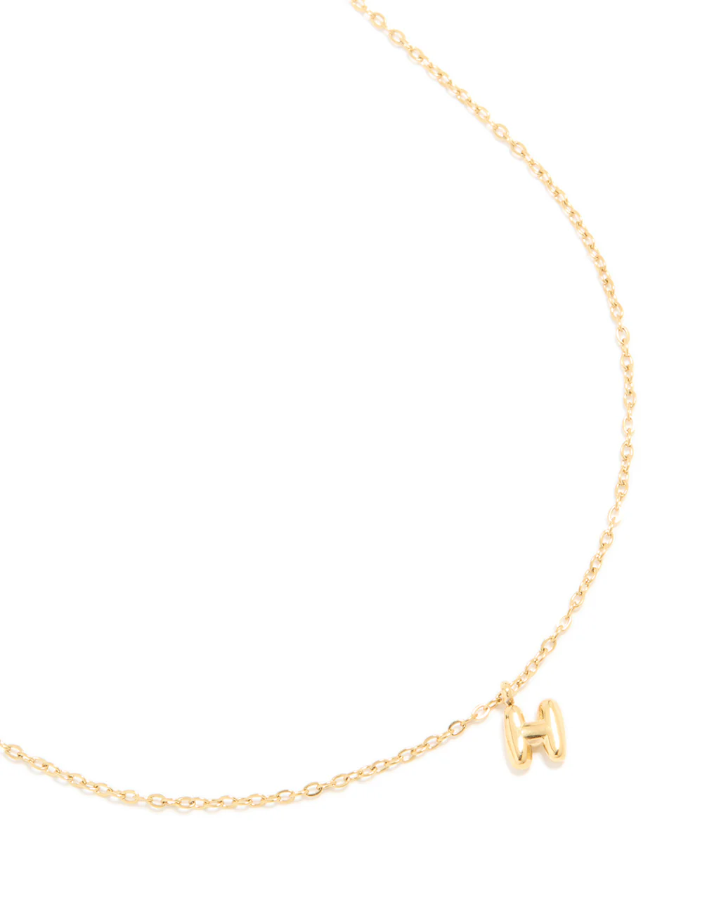 Waterproof Gold Plated Stainless Steel Mini Bubble Letter H Necklace