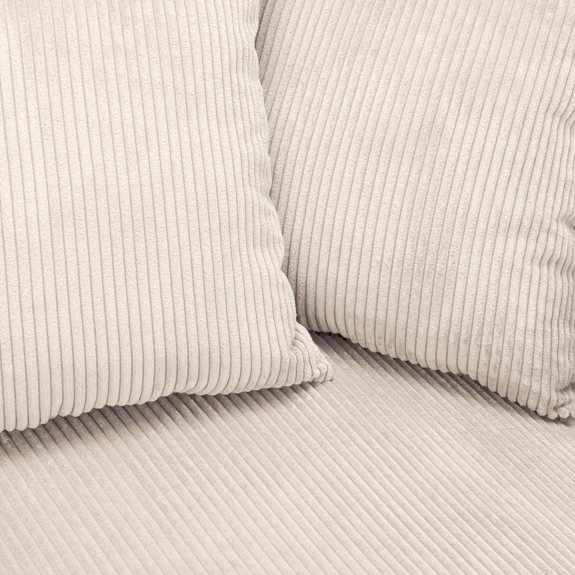 LUDI - Canapé convertible à angle réversible en velours côtelé - beige roucas