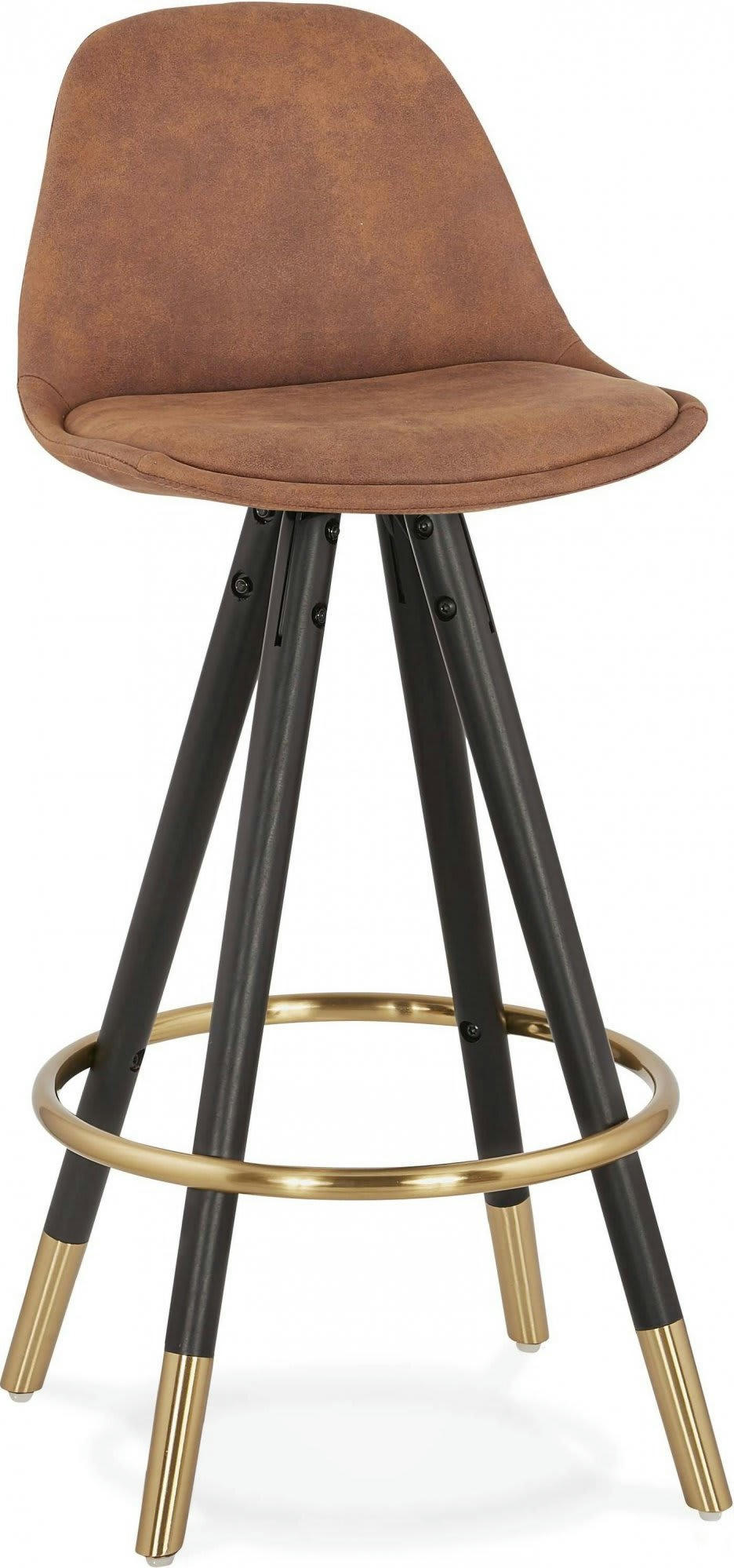 BRUCE MINI - Tabouret de bar Tissu Marron H. assise 65 cm rembourré
