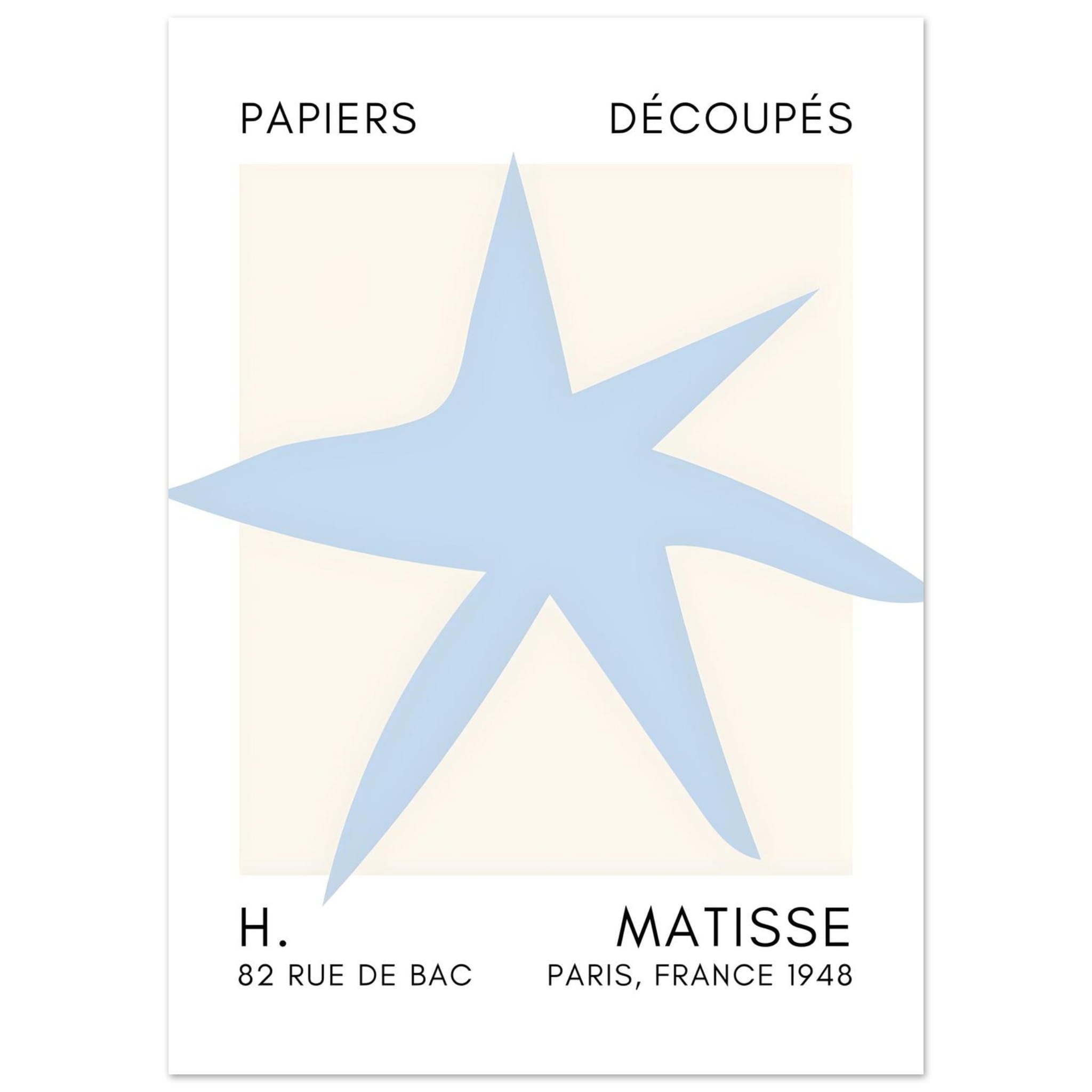 Artfulprints Poster Matisse – Star of the sea light blue  - 50x70 cm - Blauw