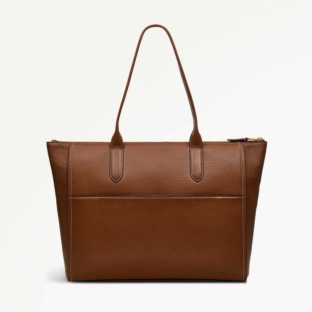 OAK STREET MEDIUM ZIPTOP TOTE SADDLE