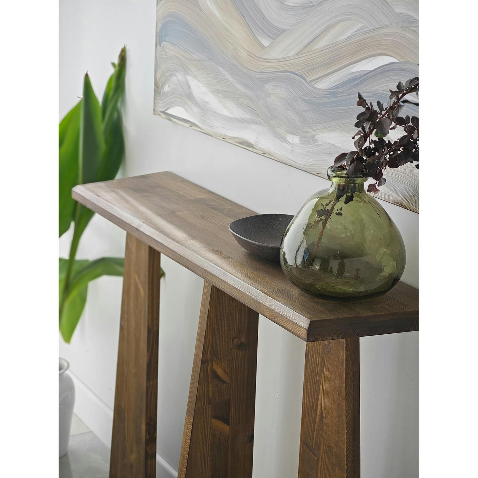 Console d'entrée en bois marron - 3 pieds SITIA