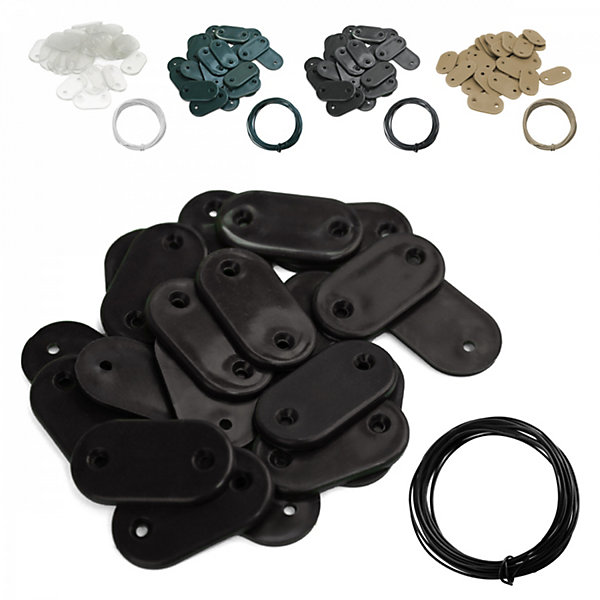 Lot de 20 kits de fixation pour brise vue, canisse anti-UV - Noir - Linxor