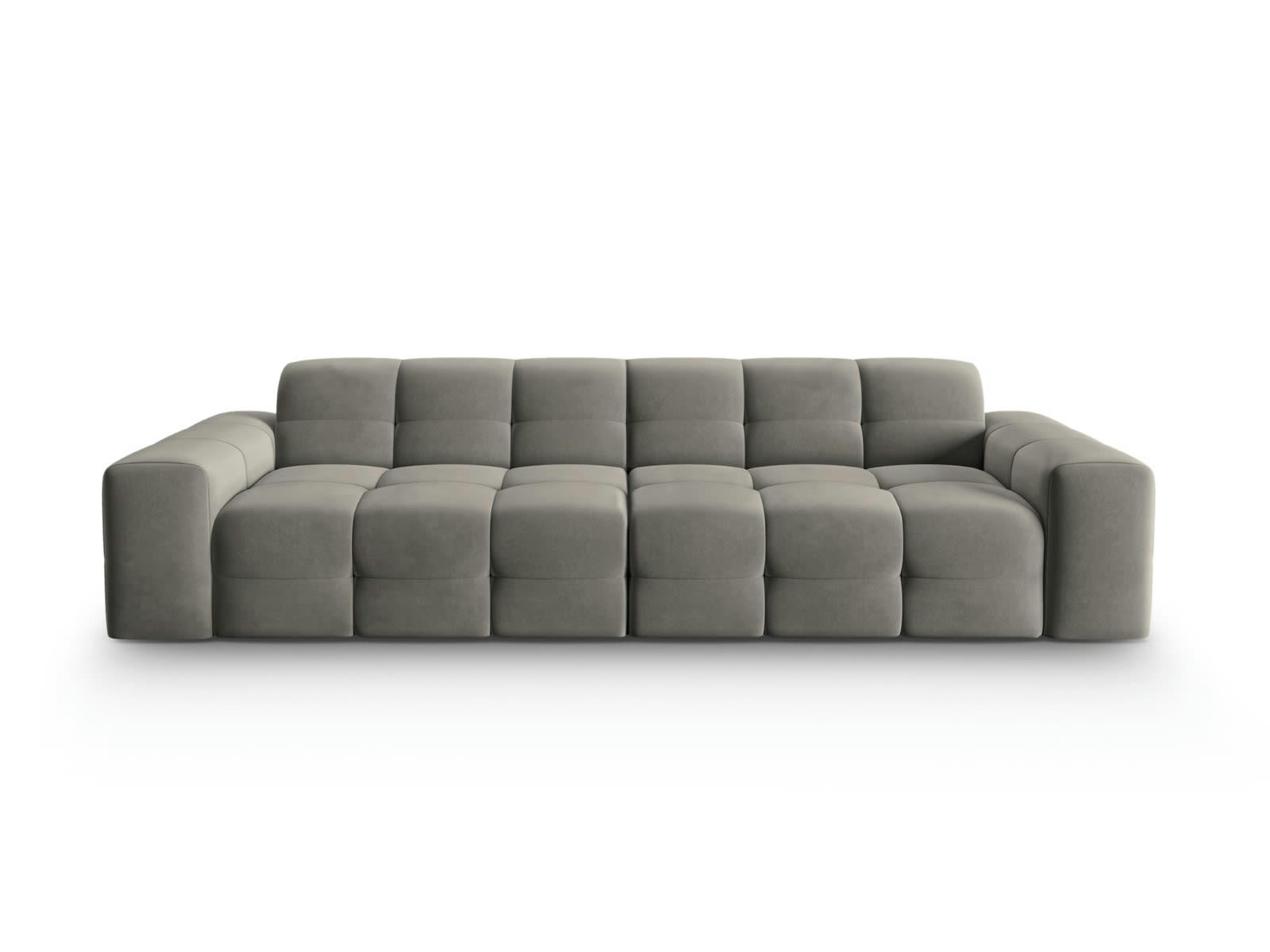 KENDAL - Canapé 4 places en tissu velours gris foncé