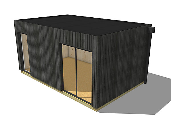 Bureau de jardin bois en bois 5,5 x 3,5 x 2,7 m avec plancher isolé