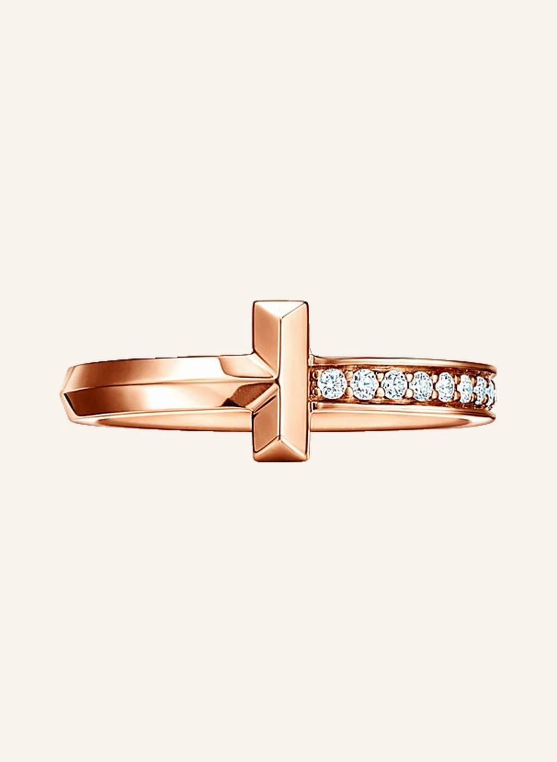 TIFFANY & Co. Ring TIFFANY T T ONE aus 18 Karat Roségold mit Pavé-Diamanten