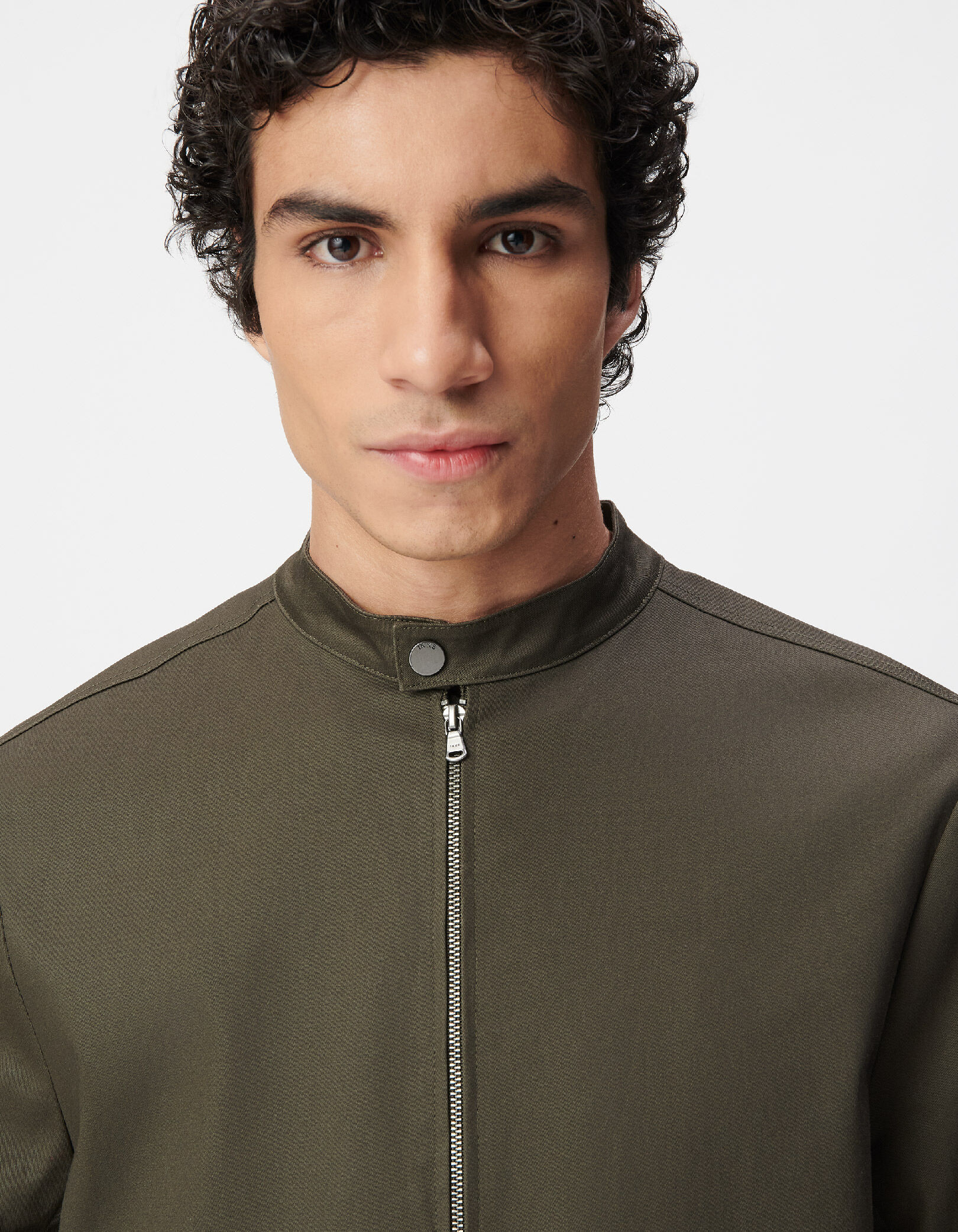 Veste kaki toile col pressionné Homme