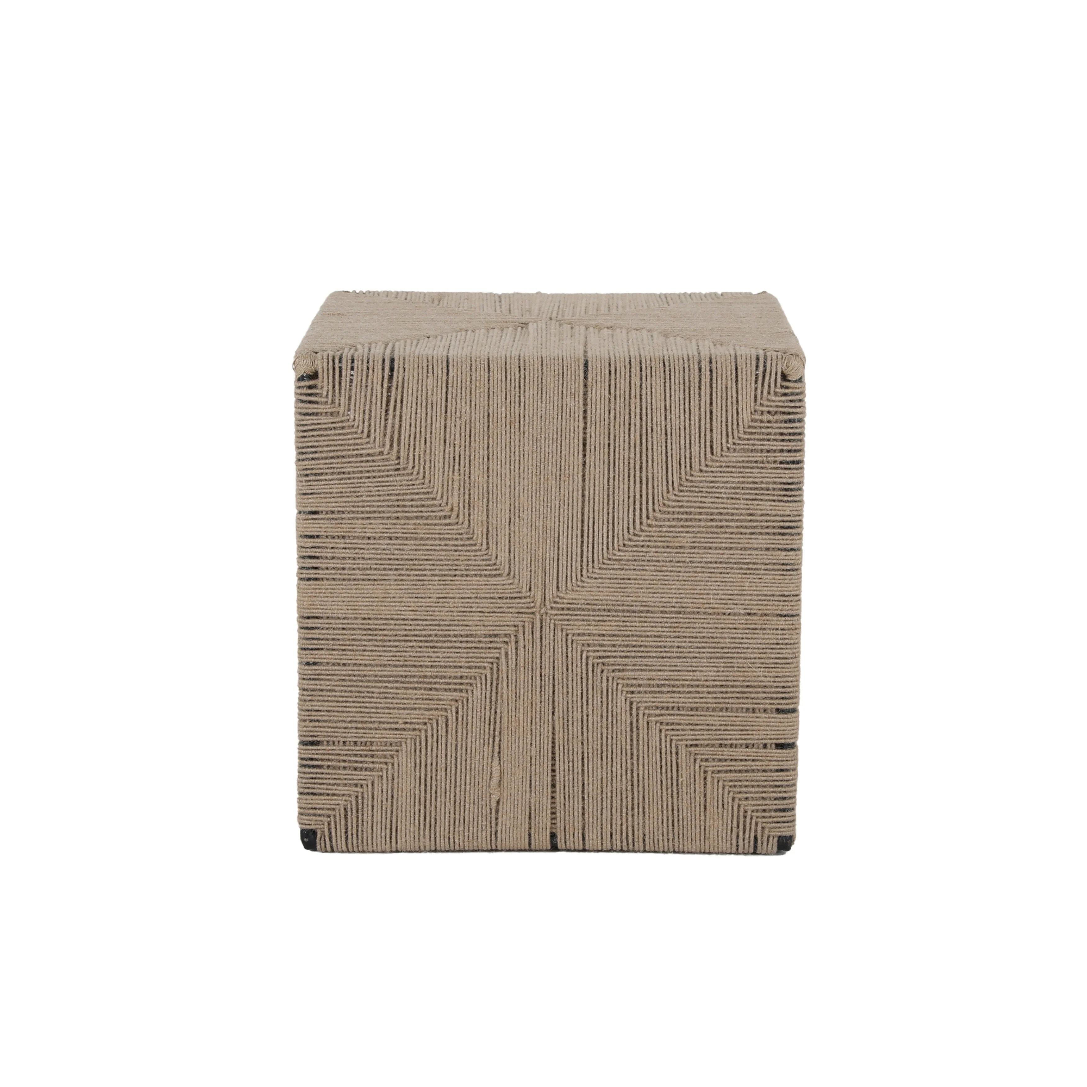 Sevita Natural Diamond Jute/Metal Square Ottoman