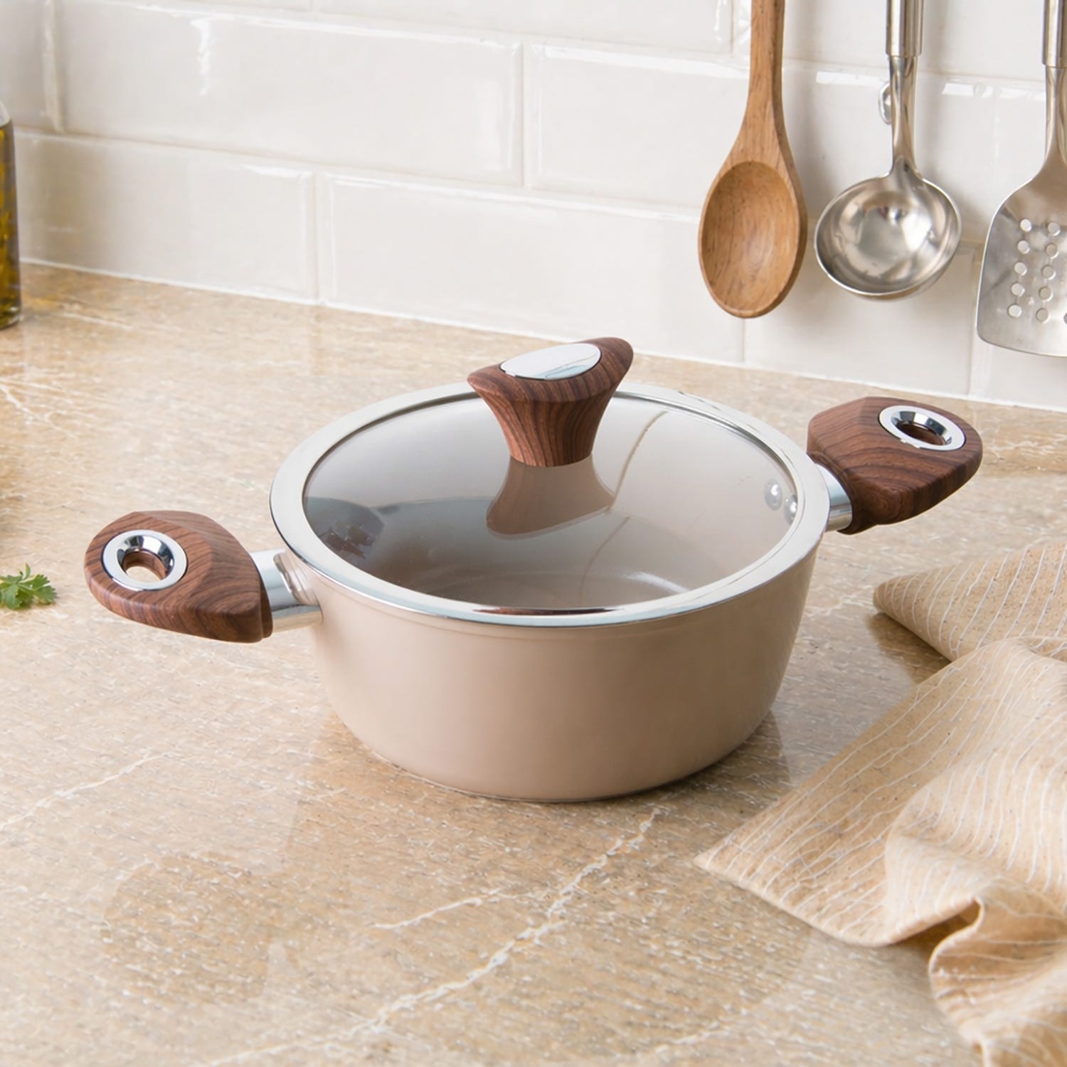 Casseruola 20 cm coperchio taupe New Ceramic