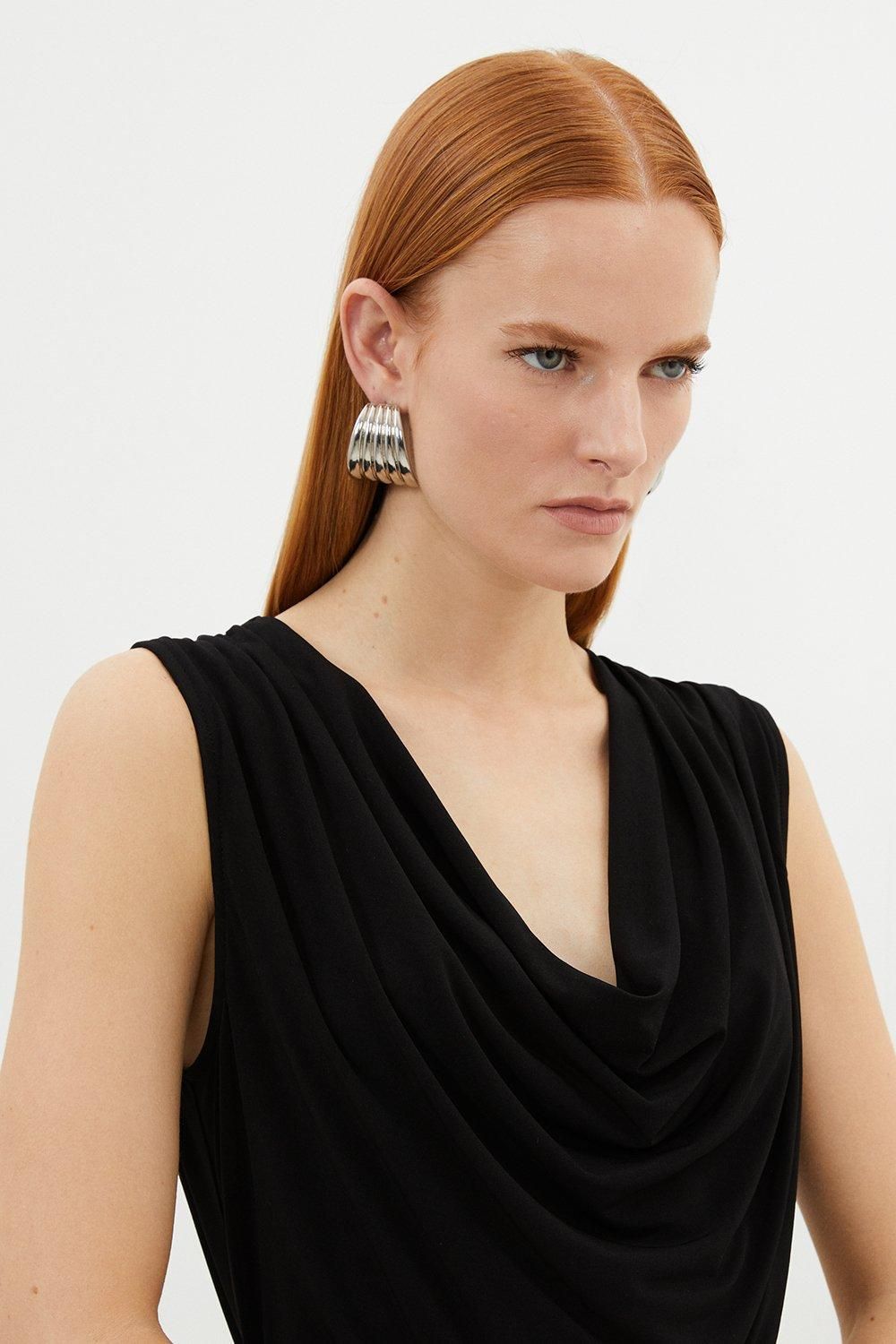 KarenMillen Cowl Neck Jersey Bodysuit