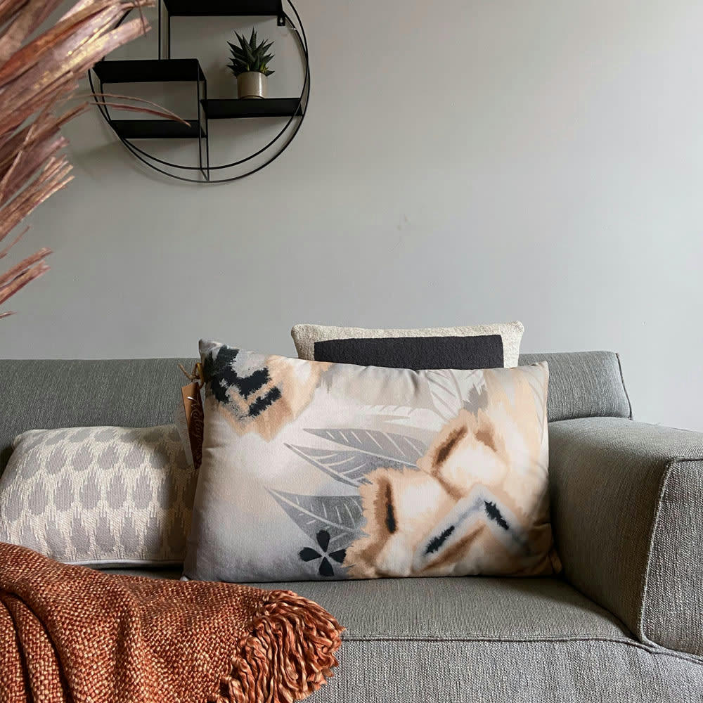 DESERT - Coussin fleur rose pêche 40x70