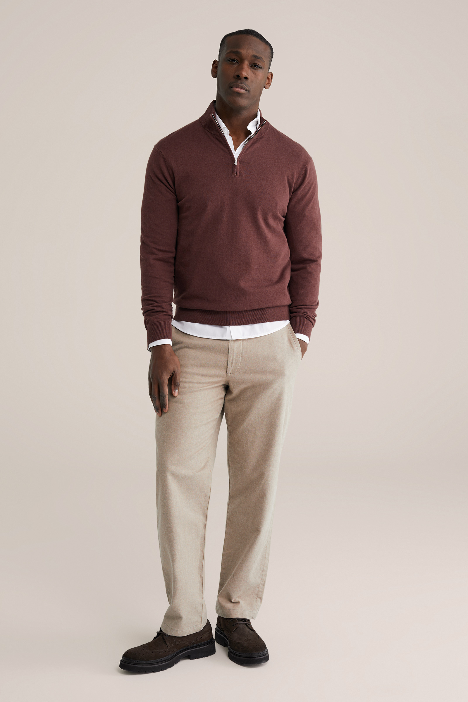 Heren Slim fit trui met quarter-zip