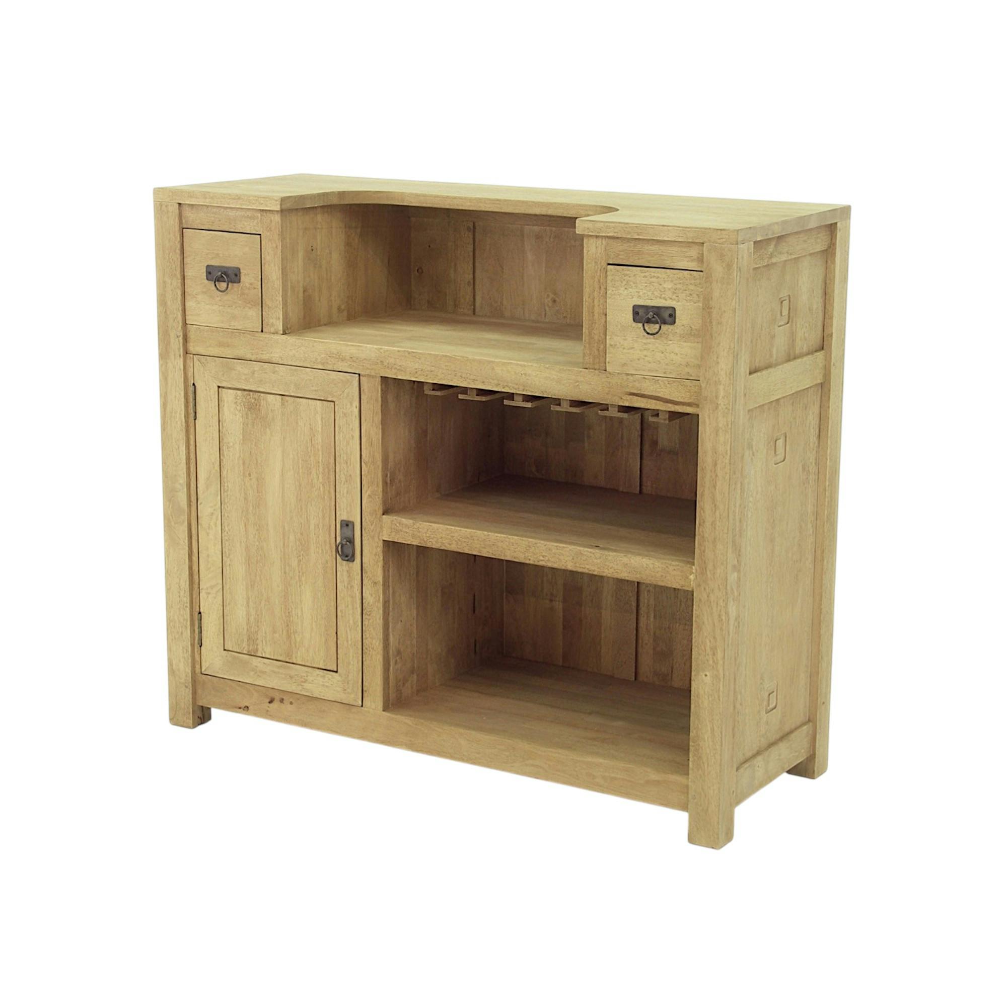 Meuble bar hévéa 120x46x105cm TESSA