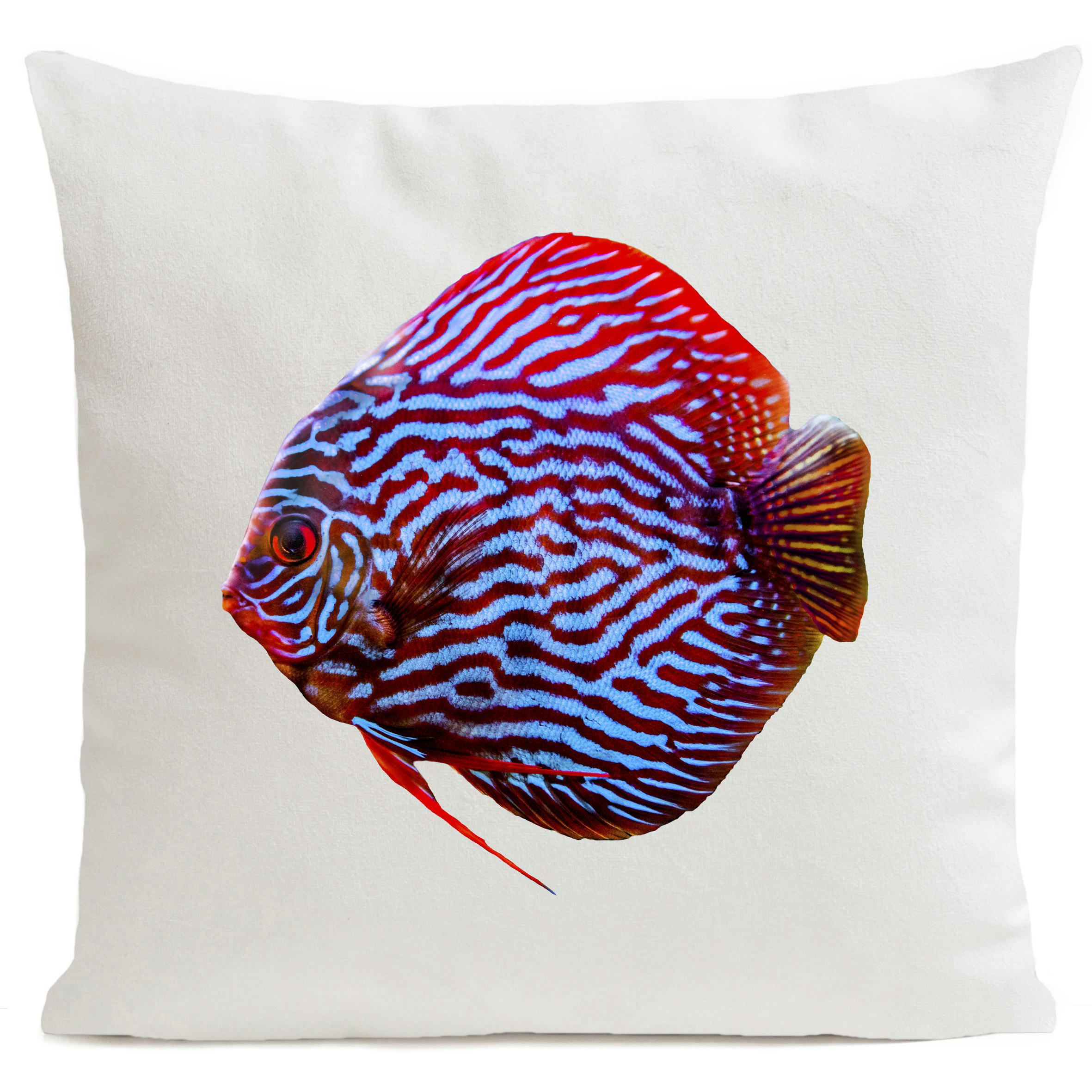 - Coussin bord de mer poisson suédine blanc 40x40cm