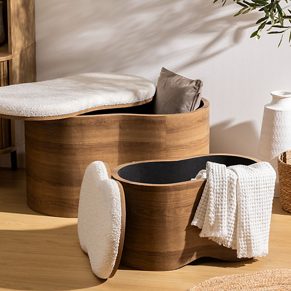Ensemble de 2 bancs coffres effet bois et bouclette LOE