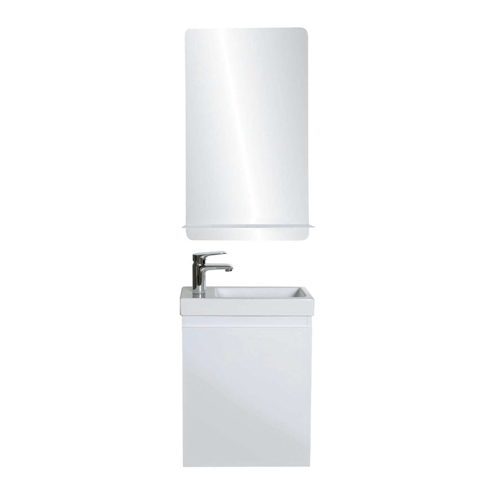 LISA - Meuble lave-mains  blanc + miroir rectangulaire