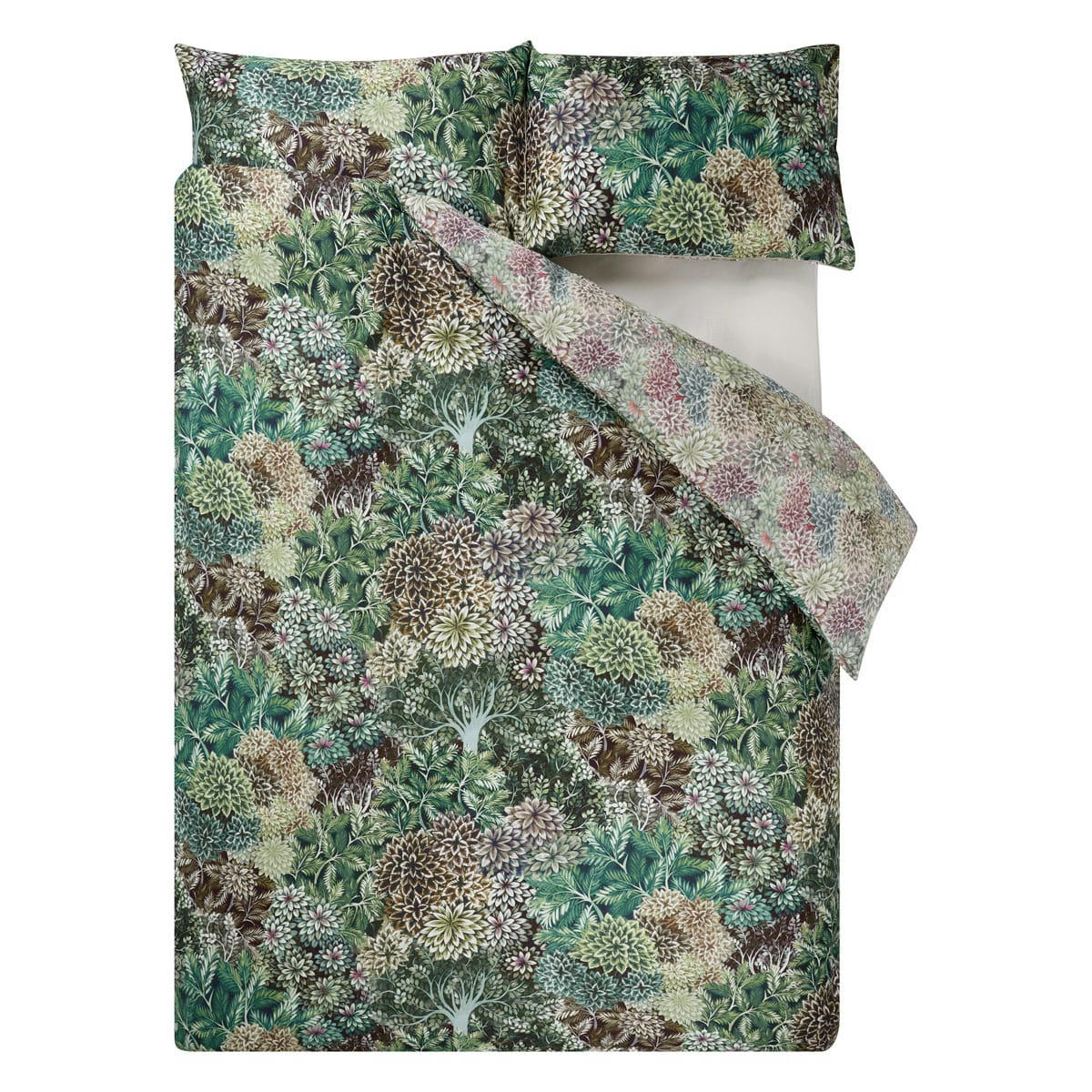 MADHYA - Housse de couette imprimée en satin de coton vert 200x200