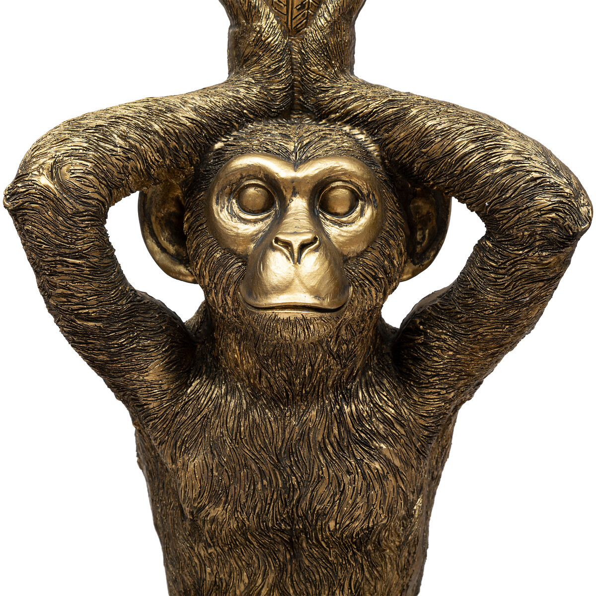 Coffee table "Monkey" Resin & tempered glass, golden, d.40 cm