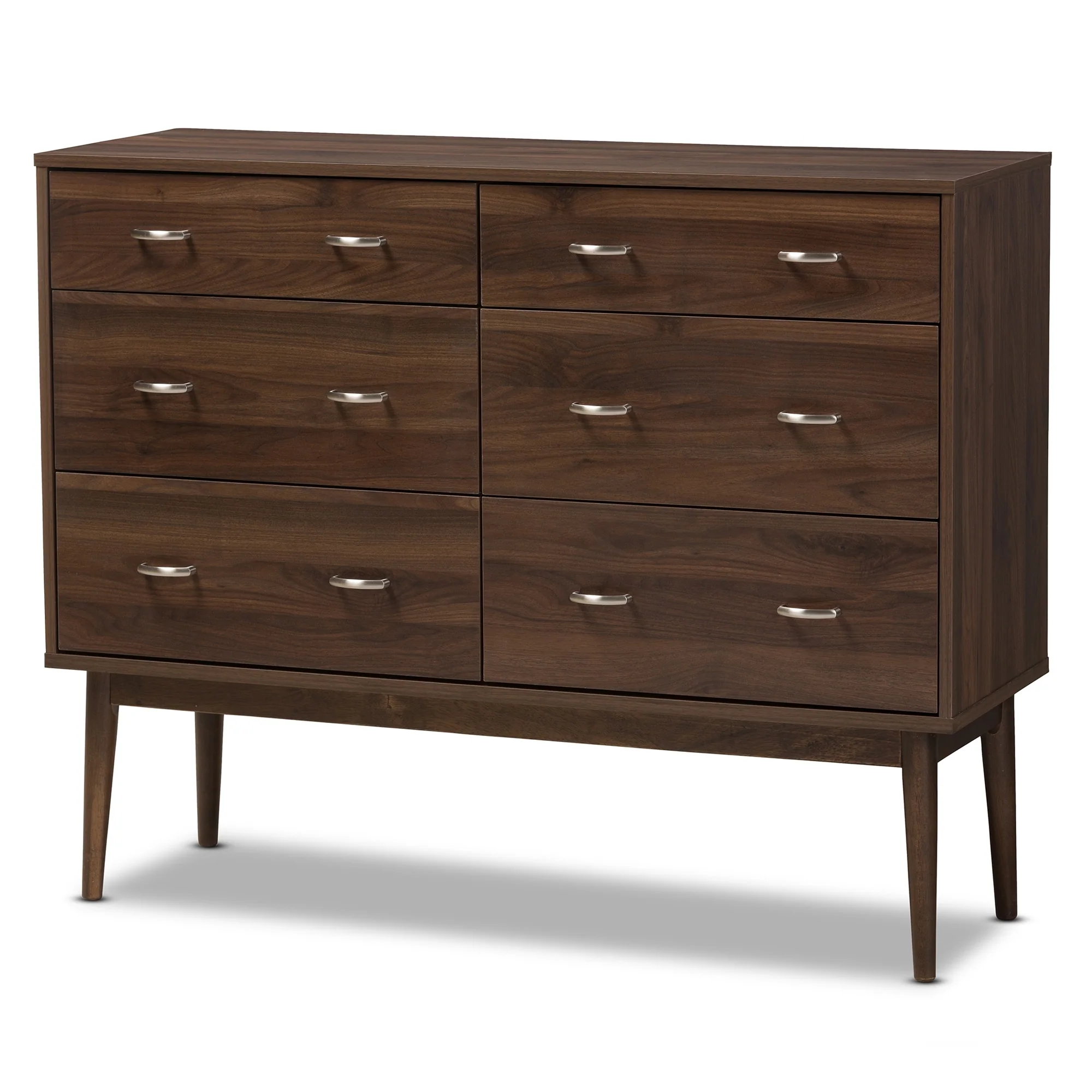 Mid-Century Brown 6-Drawer Dresser