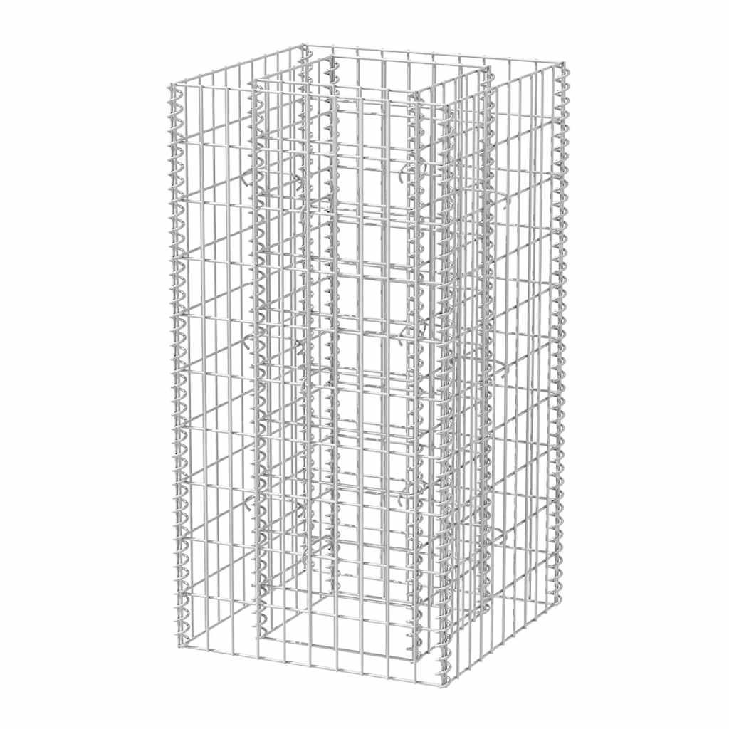 Donica gabionowa Srebrny 50 x 50 x 100 cm Stal vidaXL