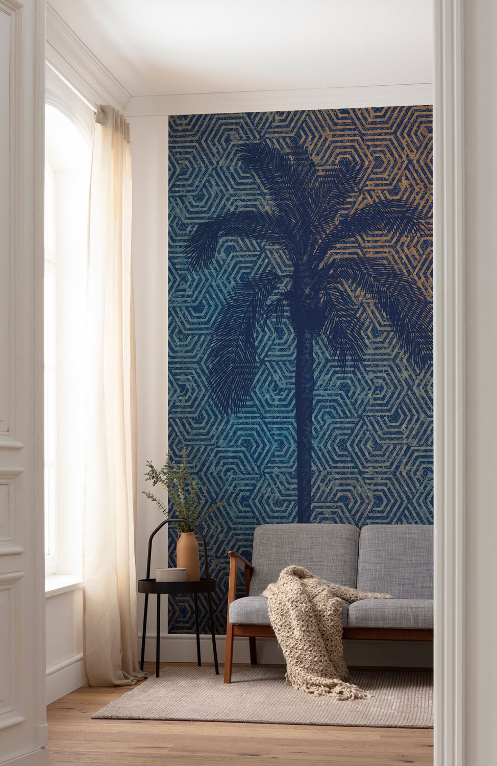 Sanders & Sanders fotobehang grafisch blauw - 150 x 280 cm - 611814