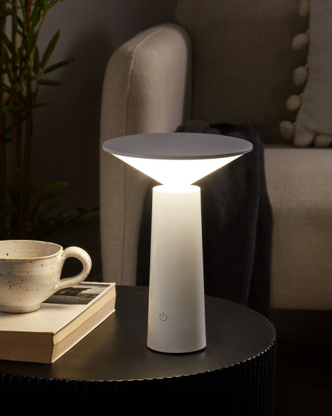 Minimalistyczna lampa stołowa metalowa biała