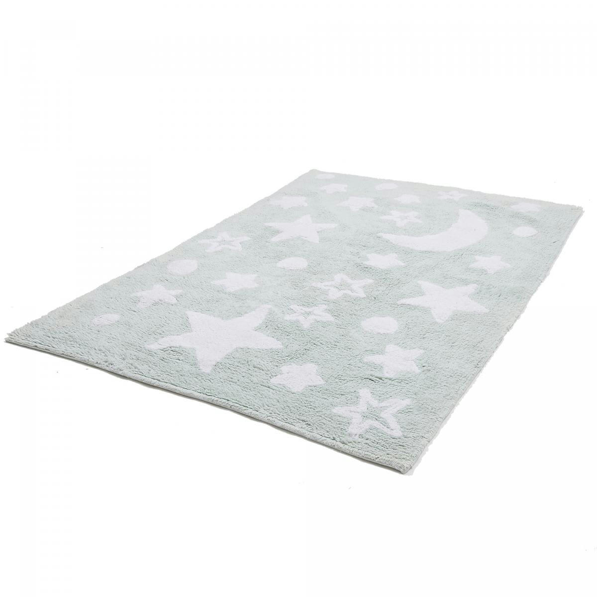 GOOD NIGHT 100% BIO - Tapis enfant en coton vert 140x200