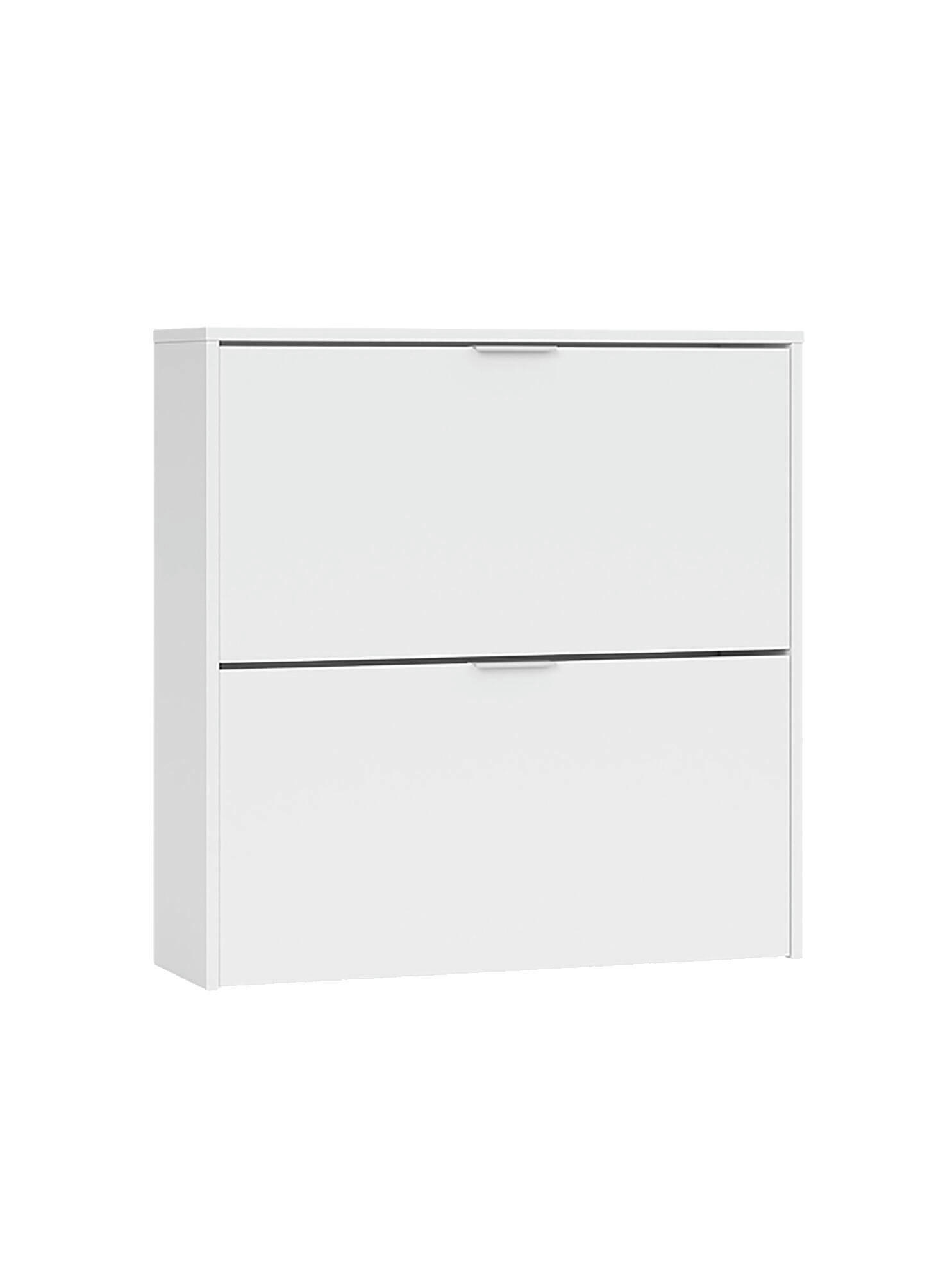 BAGATAO - Meuble à chaussures avec 2 portes pliantes effet bois blanc