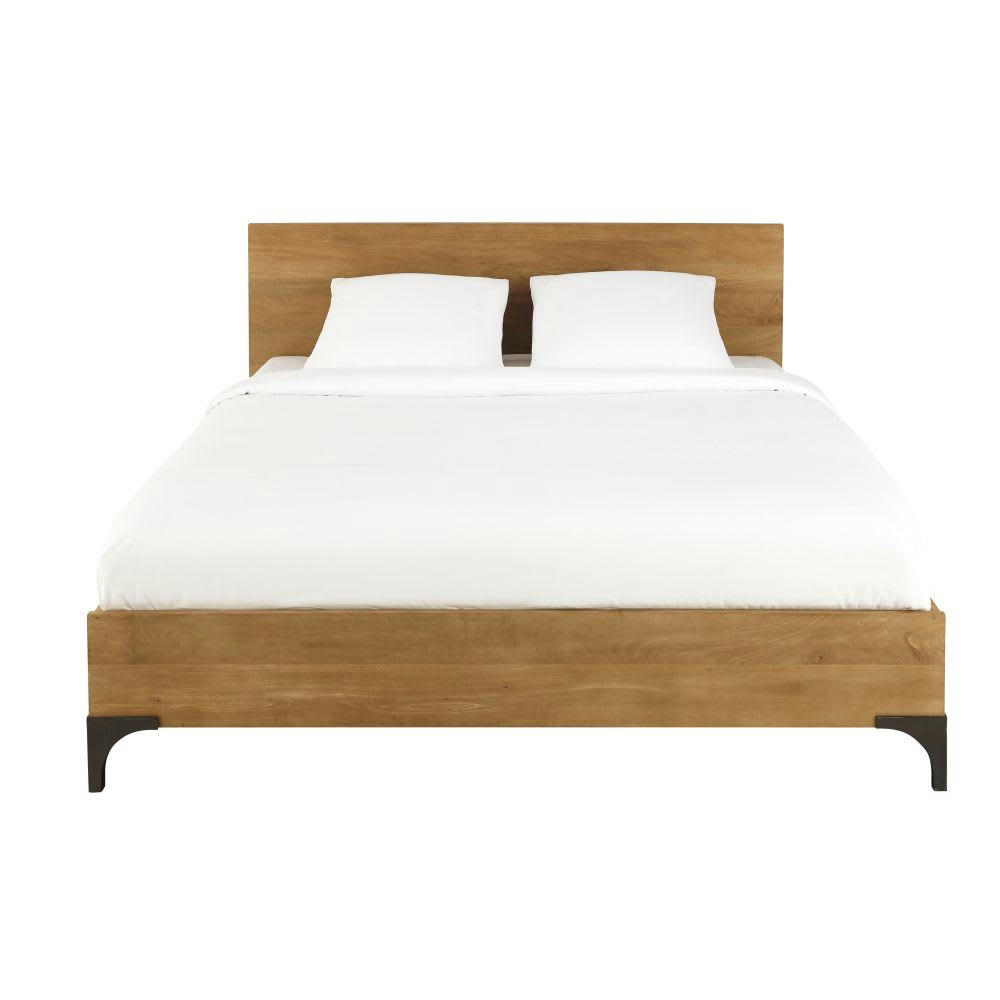 Metropolis - Lit 160x200 en bois de manguier massif et acacia