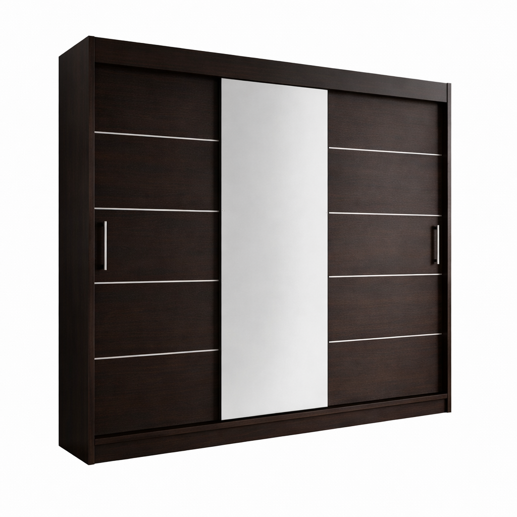Szafa przesuwna RIO-3 180 wenge   srebrne dodatki