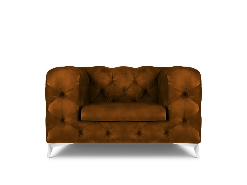 VIOLANE - Fauteuil en velours marron