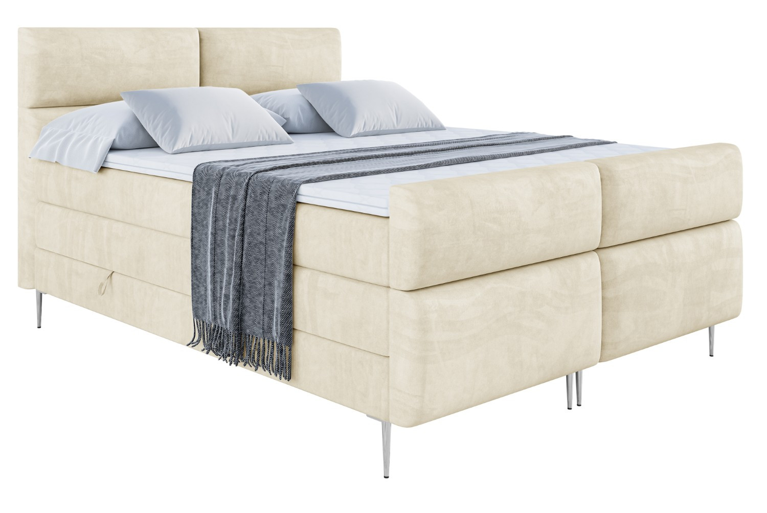 Łóżko kontynentalne - pojemnik, materac, nóżki BOXI3-FS-Z KING 120x200 cm