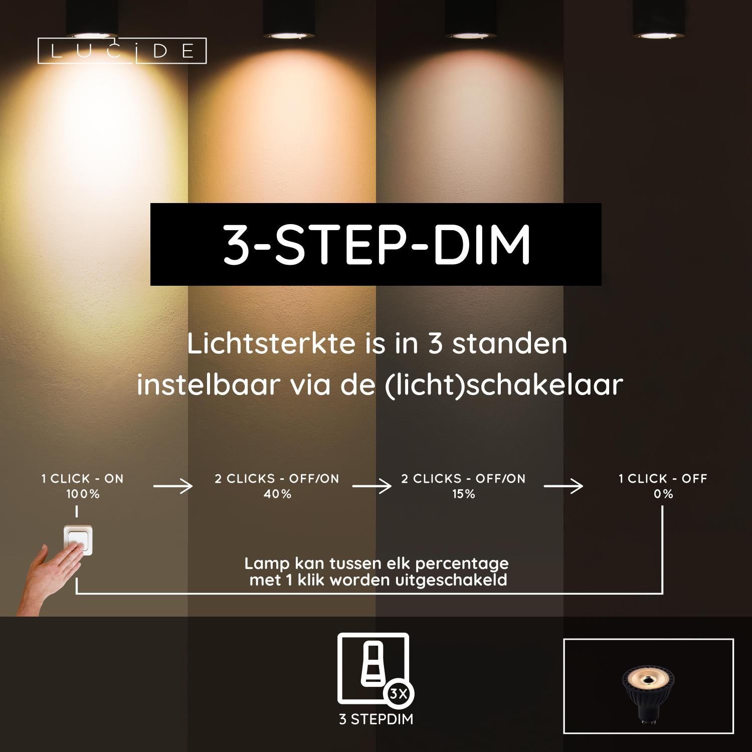Lucide MR16 Led lamp - Zwart